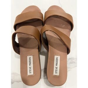 Steve‎ Madden Shoes Womens Size 11 Brown Two Strap Slide Flat Sandals Casual
